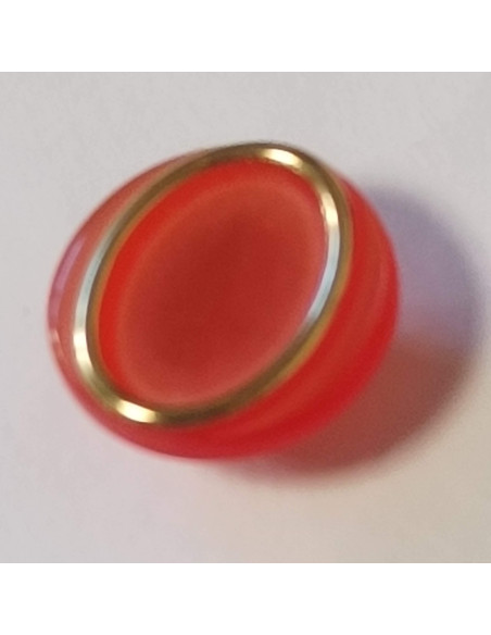 Bouton polyester à pied, 18mm, rond orange et doré