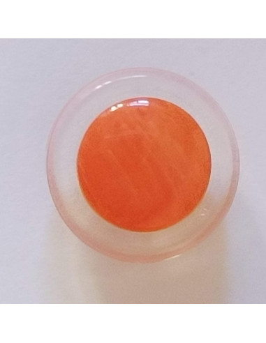 Bouton polyester à pied, 17mm, rond transparent, orange