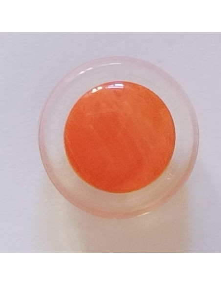 Bouton polyester à pied, 17mm, rond transparent, orange