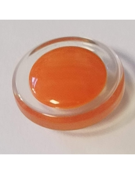 Bouton polyester à pied, 17mm, rond transparent, orange