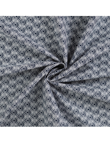 Tissu, Voile de Coton Abstrait, Bleu, Laize 140 cm, 100% Coton 75g/m²