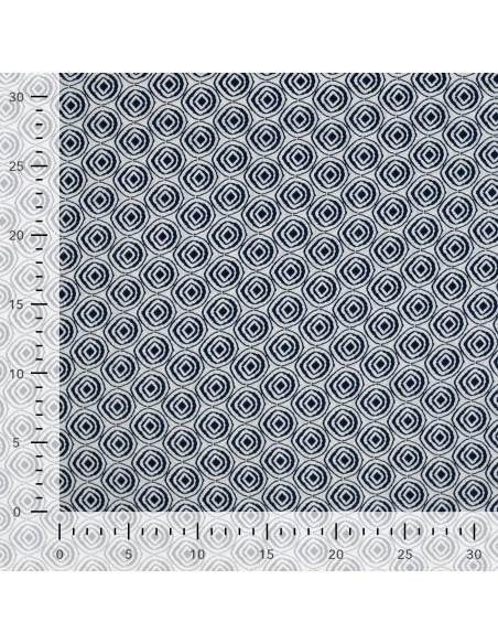 Tissu, Voile de Coton Abstrait, Bleu, Laize 140 cm, 100% Coton 75g/m²