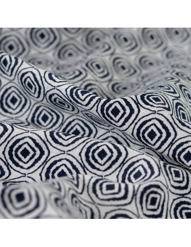 Tissu, Voile de Coton Abstrait, Bleu, Laize 140 cm, 100% Coton 75g/m²