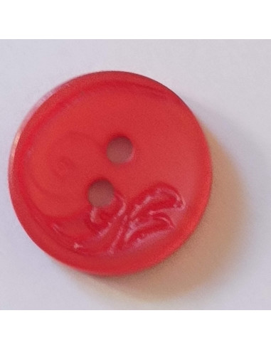Bouton polyester 2 trous, 13mm, rond rouge