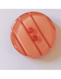 Bouton polyester 2 trous, 14mm, rond corail