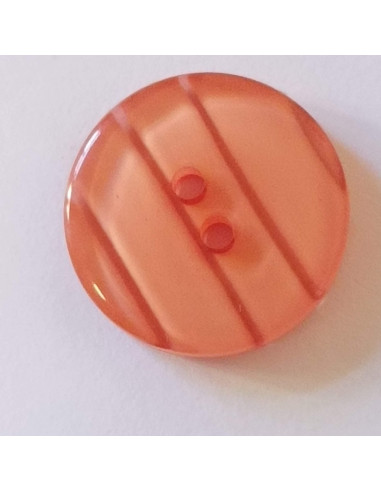 Bouton polyester 2 trous, 14mm, rond corail