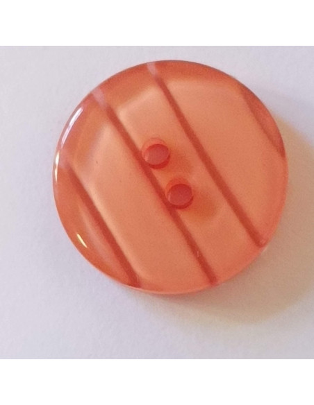 Bouton polyester 2 trous, 14mm, rond corail