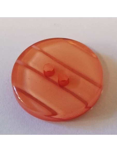 Bouton polyester 2 trous, 14mm, rond corail