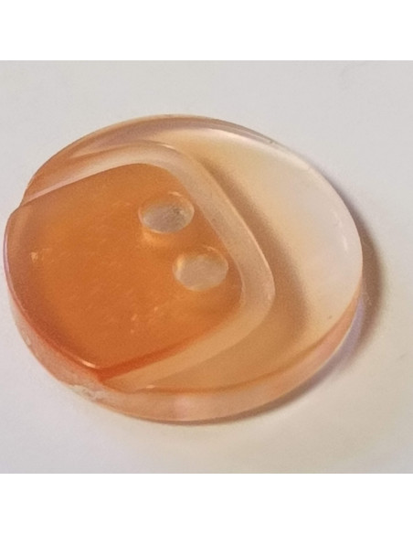Bouton polyester 2 trous, 18mm, rond orange