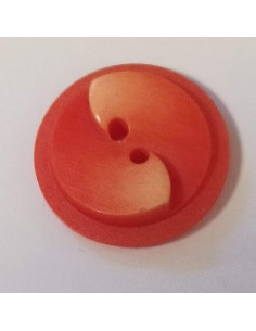 Bouton polyester 2 trous, 18mm, rond corail