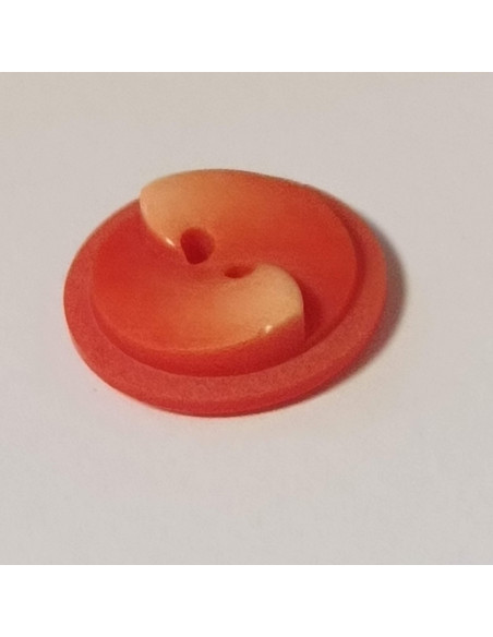 Bouton polyester 2 trous, 18mm, rond corail