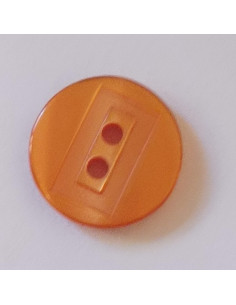 Bouton polyester 2 trous, 14mm, rond orange