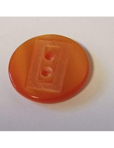 Bouton polyester 2 trous, 14mm, rond orange