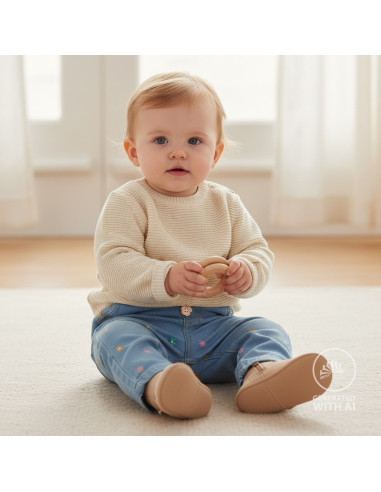 Coton chambray, brodé fleurs