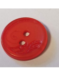 Bouton polyester 2 trous, 14mm, rond rouge 2