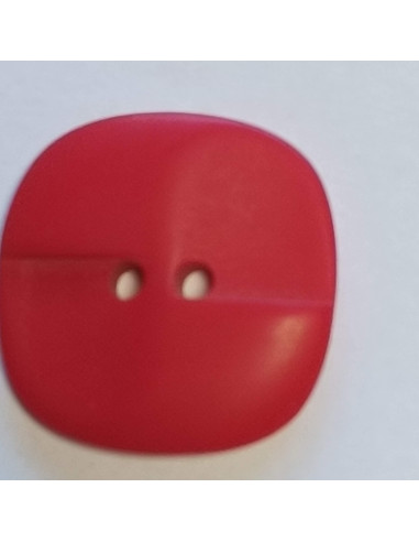 Bouton polyester 2 trous, 20mm, carré rouge