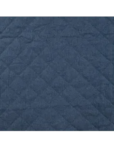 Tissu, Matelassé Chambray Uni Piquage Losange, Bleu Denim Chiné, Laize 145 cm, 50% Coton 50% Polyester 250g/m² 2