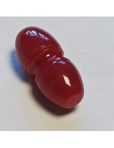 Bouton polyester 2 trous, 18mm, cacahuète rouge/bordeaux 2