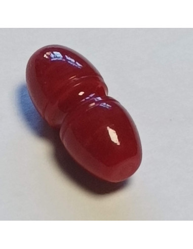 Bouton polyester 2 trous, 18mm, cacahuète rouge/bordeaux