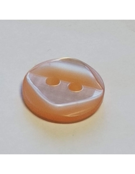 Bouton polyester 2 trous, 14mm, rond orange