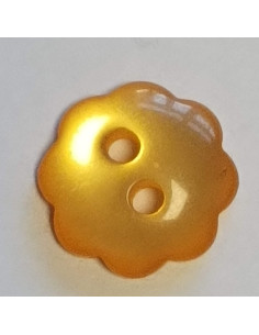 Bouton polyester 2 trous, 10mm, fleur orange