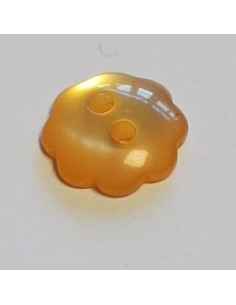 Bouton polyester 2 trous, 10mm, fleur orange 2