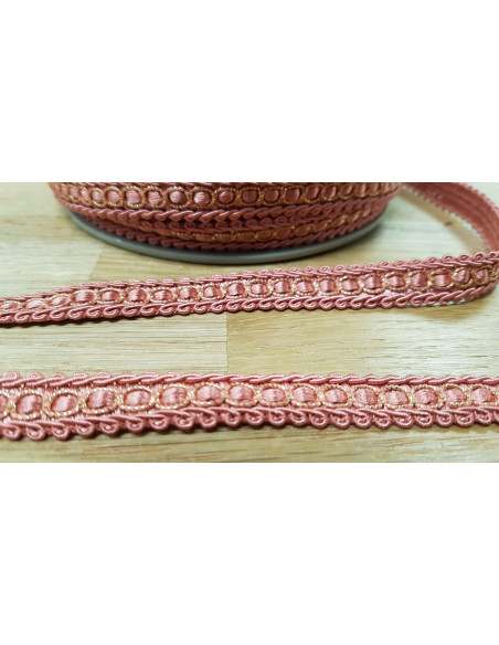 Galon robe lurex, 12mm, rose poudré