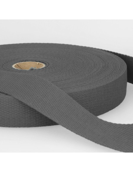 Sangle coton, 25mm, gris foncé
