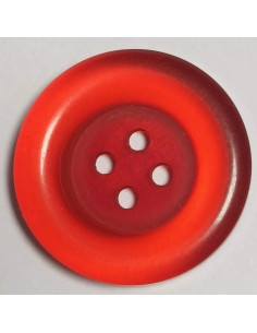 Bouton polyester 4 trous, 23mm, transparent rouge