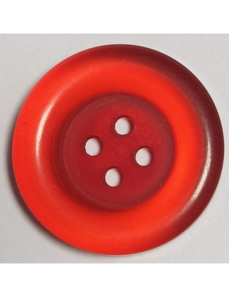 Bouton polyester 4 trous, 23mm, transparent rouge