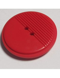 Bouton polyester 2 trous, 28mm, rond rouge, moitié traits 2