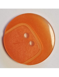 Bouton polyester 2 trous, 22mm, rond, orange