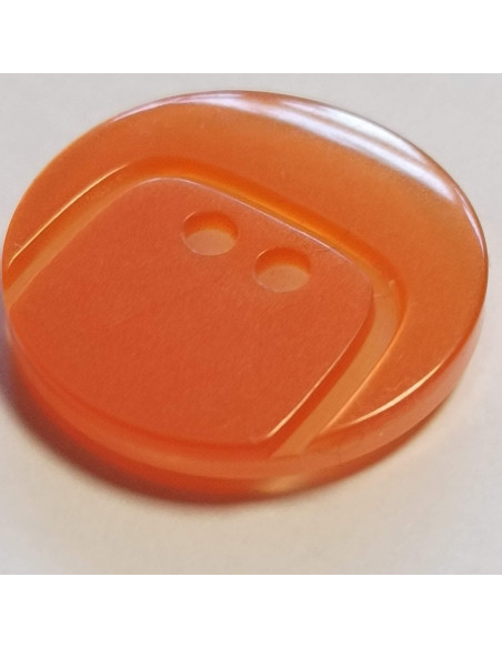 Bouton polyester 2 trous, 22mm, rond, orange