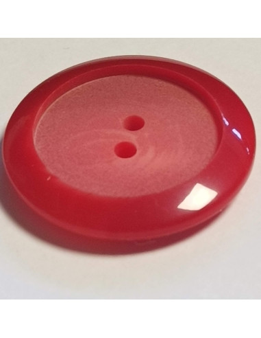 Bouton polyester 2 trous, 28mm, rond rouge