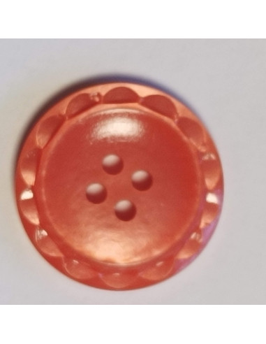 Bouton polyester 4 trous, 18mm, rond rouge/orange