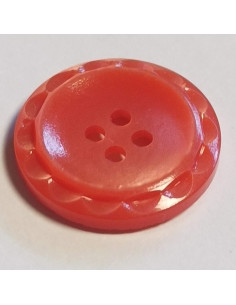 Bouton polyester 4 trous, 18mm, rond rouge/orange 2