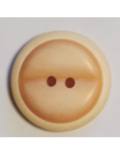Bouton polyester 2 trous, 18mm, rond beige/orange