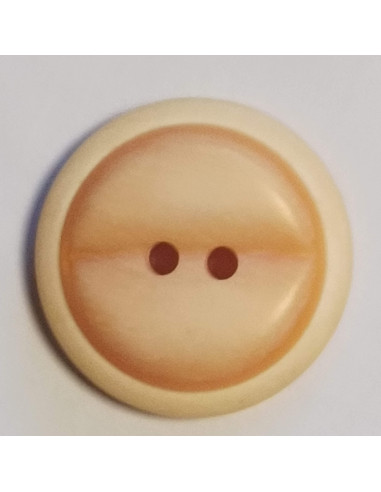 Bouton polyester 2 trous, 18mm, rond beige/orange