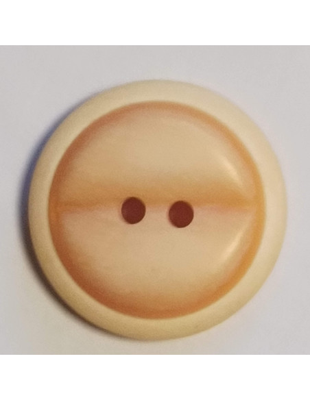 Bouton polyester 2 trous, 18mm, rond beige/orange