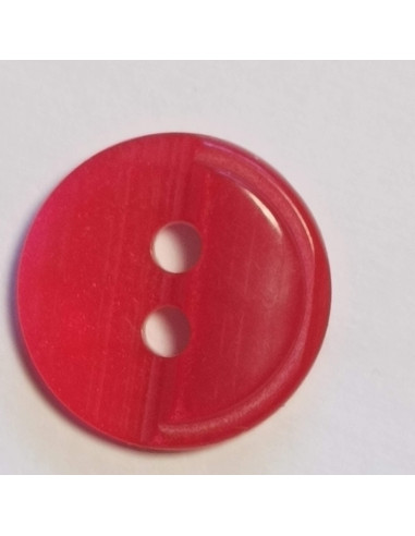 Bouton polyester 2 trous, 14mm, rond rouge