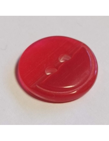 Bouton polyester 2 trous, 14mm, rond rouge