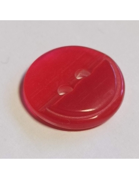 Bouton polyester 2 trous, 14mm, rond rouge