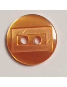 Bouton polyester 2 trous, 12mm, rond orange