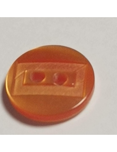 Bouton polyester 2 trous, 12mm, rond orange
