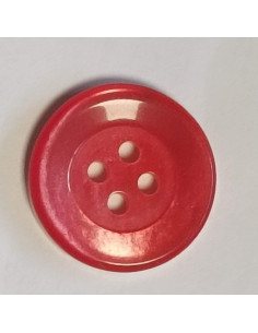 Bouton polyester 4 trous, 13mm, rond rouge