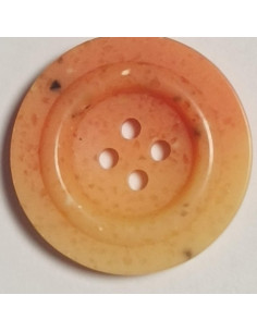 Bouton polyester 4 trous, 22mm, rond corail
