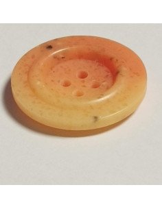 Bouton polyester 4 trous, 22mm, rond corail 2