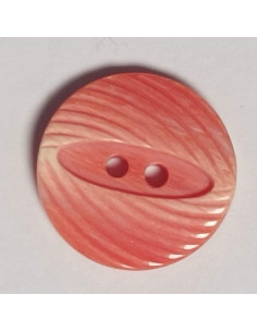 Bouton polyester 2 trous, 14mm, rond corail