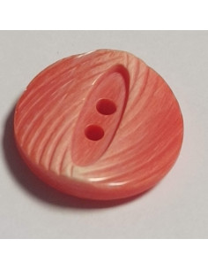 Bouton polyester 2 trous, 14mm, rond corail 2