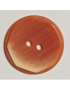 Bouton polyester 2 trous, 22mm, rond beige/marron clair
